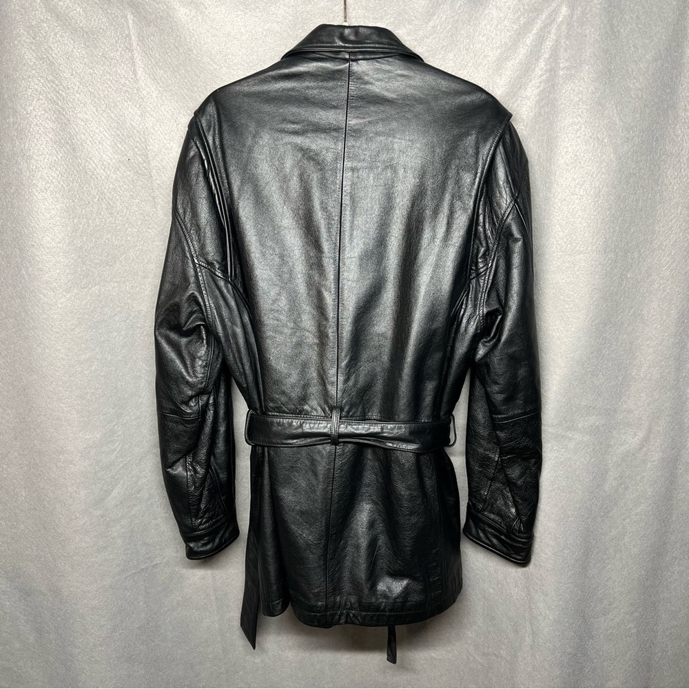 Vintage! Wilson's Black Belted Leather Jacket Size Large - Picture 2 of 12